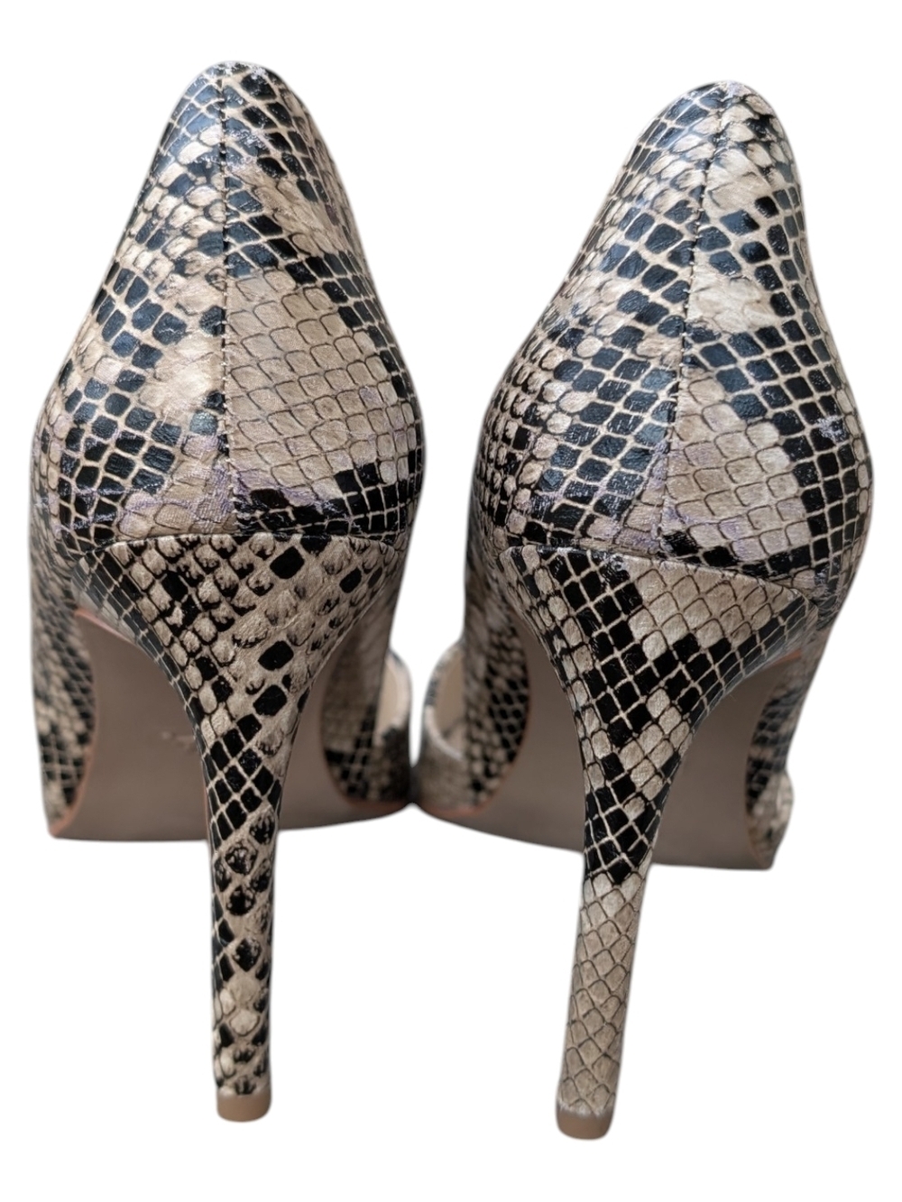 MIA Snake-Print Pointed Toe Pumps in Beige and Black - Picture 5 of 12